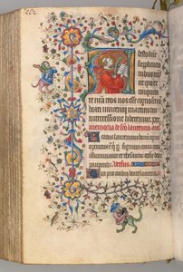 Timer for Karl den Adelige, konge af Navarra 1361-1425, fol. 275v, St. Vincent, ca. 1405. af Master of the Brussels Initials and Associates