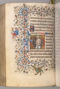 Timer for Karl den Adelige, konge af Navarra 1361-1425, fol. 279v, Sankt Sebastian, ca. 1405. af Master of the Brussels Initials and Associates