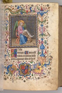 Timer for Karl den Adelige, konge af Navarra 1361-1425: fol. 27r, St. Mark, ca. 1405. af Master of the Brussels Initials and Associates
