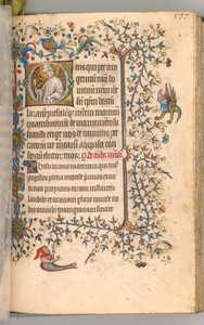Timer for Karl den Adelige, konge af Navarra 1361-1425, fol. 283r, Sankt Lazarus, ca. 1405. af Master of the Brussels Initials and Associates