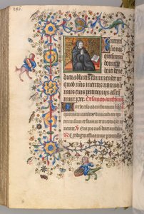 Timer for Karl den Adelige, konge af Navarra 1361-1425, fol. 287vr, St. Benoit, ca. 1405. af Master of the Brussels Initials and Associates