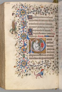 Timer for Karl den Adelige, konge af Navarra 1361-1425, fol. 288v, St. Hervard, ca. 1405. af Master of the Brussels Initials and Associates