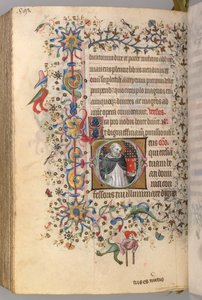Timer for Karl den Adelige, konge af Navarra 1361-1425, fol. 290v, St. Dominic, ca. 1405. af Master of the Brussels Initials and Associates