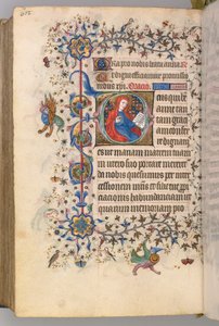 Timer for Karl den Adelige, konge af Navarra 1361-1425, fol. 295v, St. Anne, ca. 1405. af Master of the Brussels Initials and Associates