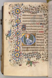 Timer for Karl den Adelige, konge af Navarra 1361-1425, fol. 299v, St. Agnes, ca. 1405. af Master of the Brussels Initials and Associates