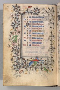 Timer for Karl den Adelige, konge af Navarra 1361-1425: fol. 2v, februar, ca. 1405. af Master of the Brussels Initials and Associates