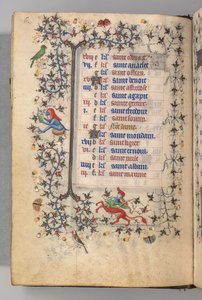 Timer for Karl den Adelige, konge af Navarra 1361-1425: fol. 3v, marts, ca. 1405. af Master of the Brussels Initials and Associates