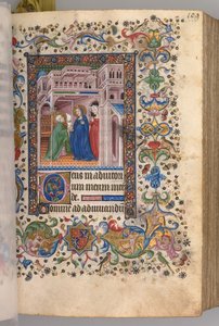 Timer for Karl den Adelige, konge af Navarra 1361-1425: fol. 55r, Visitations Lauds, ca. 1405. af Master of the Brussels Initials and Associates