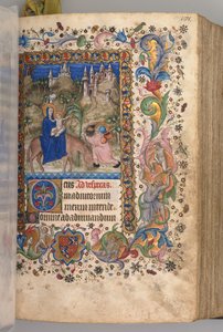 Timer for Karl den Adelige, konge af Navarra 1361-1425: fol. 88r, Flugt til Egypten Vesper, ca. 1 af Master of the Brussels Initials and Associates