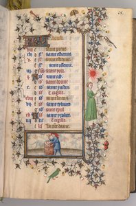 Timer for Karl den Adelige, konge af Navarra 1361-1425: fol. 8r, august, ca. 1405. af Master of the Brussels Initials and Associates