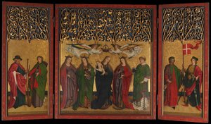 Burg Weiler Alter Triptykon Altertavle med Jomfru og Barn og Hellige, ca. 1470. af Master of the Burg Weiler Altar