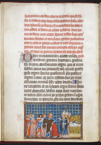 Bomuld Tiberius B. VIII f.47v Kongen fjerner sine ydre klæder, illustration fra 