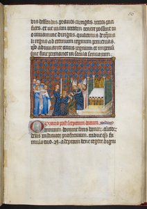 Bomuld Tiberius B. VIII f.58r Kongen, der modtager sceptret og virgaen (