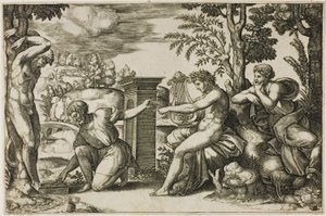 Apollo og Marsyas af Master of the Die
