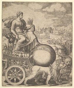 Cybele i sin vogn trukket af to løver, 1530-60.
