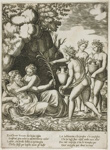 Daphne omfavner sin far, floden Peneus af Master of the Die