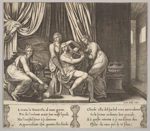 Plade 10: nymfer, der hjælper Psyche med at klæde hendes hår, fra 