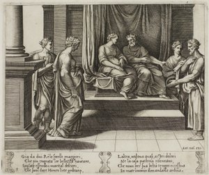 De to søstre af Psyche er gift med konger; ...Psyche præsenteres for en konge af Master of the Die