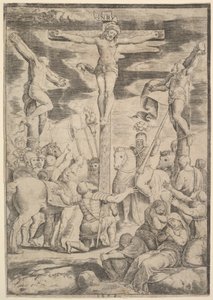 Centurionens omvendelse, der slår sine arme op foran Kristus på korset, 1532.