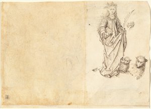Sankt Agnes (verso) af Master of the Drapery Studies after Martin Schongauer