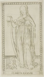 Charity, tallerken 38 fra Genii and Virtues af Master of the E Series Tarocchi