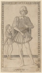 Chevalier (ridder) af Master of the E Series Tarocchi