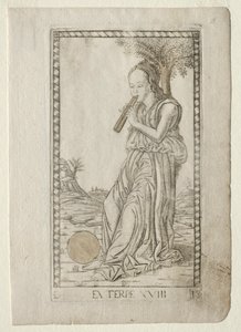 Euterpe-musik, lyrisk poesi fra Tarocchi-serien D..., før 1467. af Master of the E Series Tarocchi
