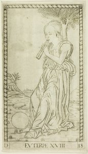 Euterpe, plade atten fra Apollo og muserne af Master of the E Series Tarocchi