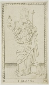 Trosplade 40 fra Genii and Virtues af Master of the E Series Tarocchi