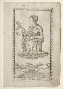Geometri fra Tarocchi, serie C: Liberal Arts, #24, før 1467. af Master of the E Series Tarocchi