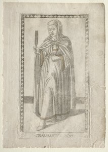 Grammatik fra Tarocchi, serie C: Liberal Arts, #21, før 1467. af Master of the E Series Tarocchi