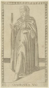 Grammatik, plade 21 fra Arts and Sciences af Master of the E Series Tarocchi