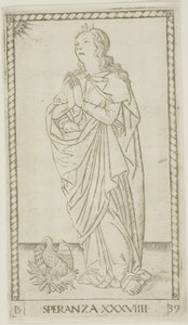 Hope, plade 39 fra Genii and Virtues af Master of the E Series Tarocchi