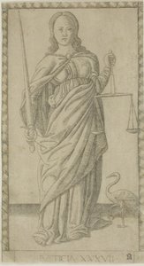 Justice, plade 37 fra Genii and Virtues af Master of the E Series Tarocchi