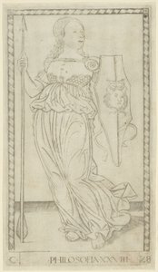 Filosofi, plade 28 fra Arts and Sciences af Master of the E Series Tarocchi