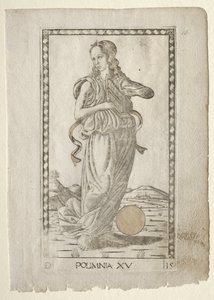 Polyhymnia heroiske salmer fra Tarocchi-serien D..., før 1467. af Master of the E Series Tarocchi