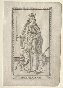 Retorik fra Tarocchi, serie C: Liberal Arts, #23, før 1467. af Master of the E Series Tarocchi