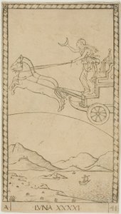 Månen, plade 41 fra Planets and Spheres af Master of the E Series Tarocchi