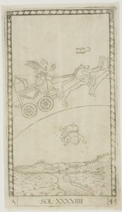 Solen, plade 44 fra Planets and Spheres af Master of the E Series Tarocchi