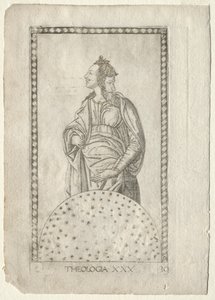 Teologi fra Tarocchi, serie C: Liberal Arts, #30, før 1467. af Master of the E Series Tarocchi