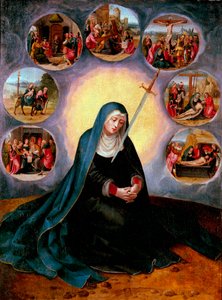 Vor Frue af de syv sorger - Jomfruen af ​​de syv sorger - Maleri af mesteren af ​​halve kvindelige figurer (aktiv 1530-1560) 16. århundrede - Olie på træ - 75x56,7 - Museu Nacional d