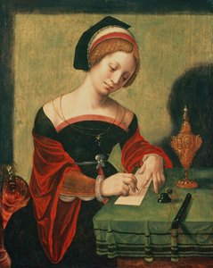 Portræt af en dame som Magdalen (tempera på panel)