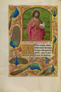 Johannes Døberen med Guds lam på en bog af Master of the First Prayer Book of Maximilian