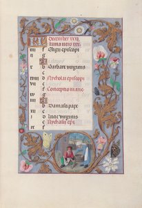 Dronning Isabella den Katolskes timer, dronning af Spanien:  Fol. 13r, december af Master of the First Prayerbook of Maximillian