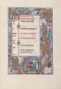 Hours of Dronning Isabella den Katolik, Dronning af Spanien: Fol. 13r, december, ca. 1500. af Master of the First Prayerbook of Maximillian