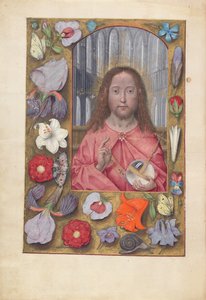 Dronning Isabella den katolske, dronning af Spaniens åbningstider: Fol. 14v, Salvator Mundi, ca. 1500. af Master of the First Prayerbook of Maximillian