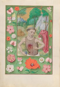 Dronning Isabella den Katolskes timer, dronning af Spanien:  Fol. 185v, Sankt Hieronymus af Master of the First Prayerbook of Maximillian