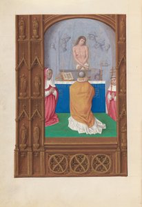 Dronning Isabella den Katolskes timer, dronning af Spanien:  Fol. 264v, Messe for Sankt Gregorius af Master of the First Prayerbook of Maximillian