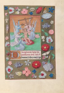 Dronning Isabella den Katolskes timer, dronning af Spanien:  Fol. 50r, Kristusbarnet med lidelsesredskaber af Master of the First Prayerbook of Maximillian