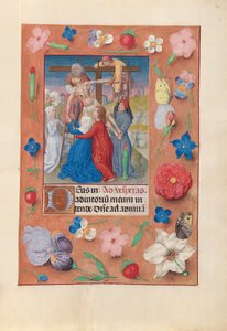 Hours of Dronning Isabella den Katolik, Dronning af Spanien: Fol. 73r, Nedstigning fra korset, ca. 1500. af Master of the First Prayerbook of Maximillian
